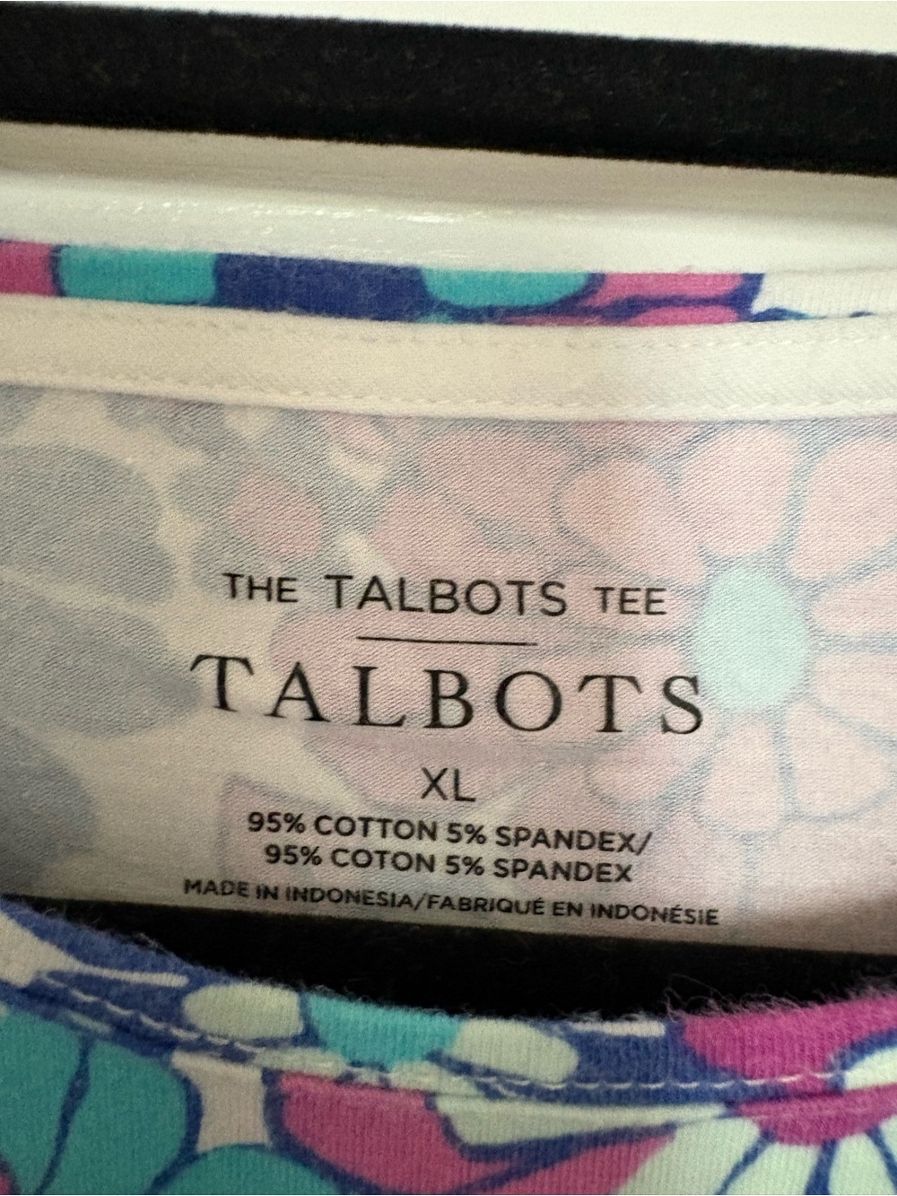 Talbots Floral Short-Sleeve Tee in Purple, Teal and White - Picture 2 of 3